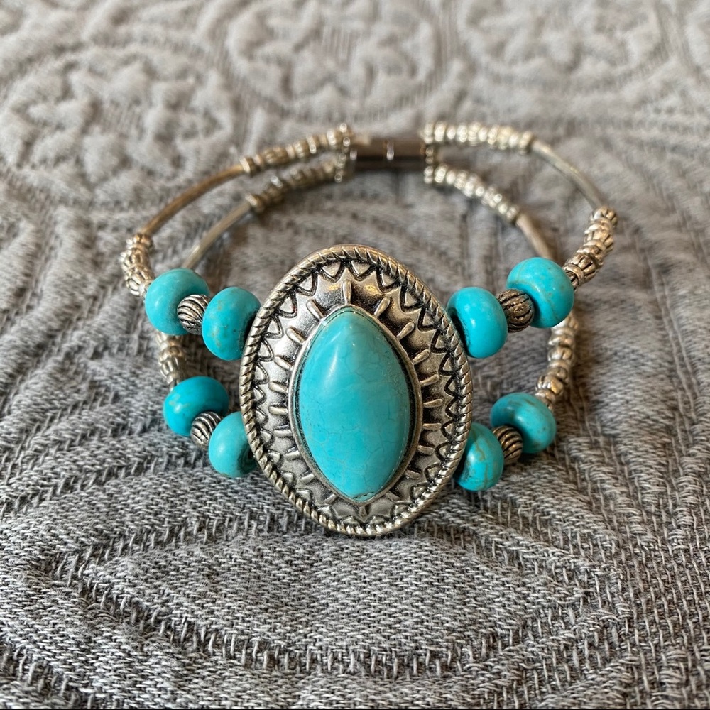 Handcrafted Turquoise and Metal Bracelet